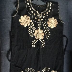 Black and gold Mexican dress